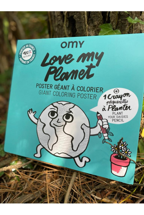 Poster géant à colorier LOVE MY PLANET + 1 crayon à planter OMY Poster géant à colorier LOVE MY PLANET + 1 crayon à planter OMY