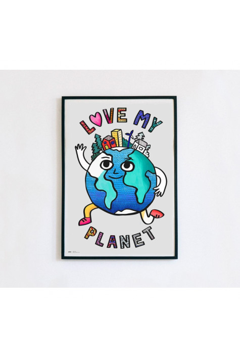 Poster géant à colorier LOVE MY PLANET + 1 crayon à planter OMY