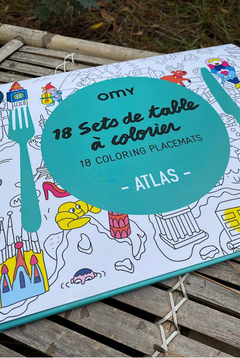 18 sets de table à colorier ATLAS OMY