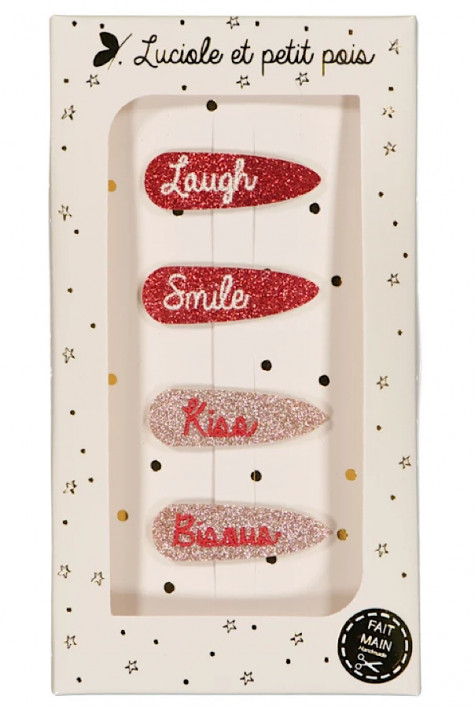 Coffret de barrettes Smile, Laugh, Bisous, Kiss