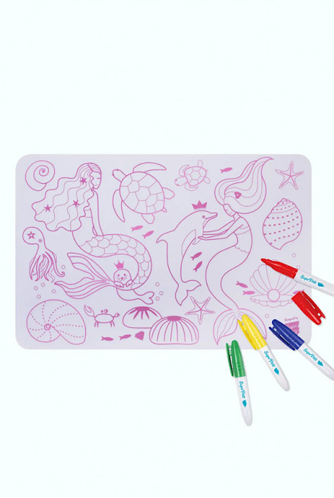 Mini set de table à colorier + 4 feutres Sirène SUPERPETIT Mini set de table à colorier + 4 feutres Sirène SUPERPETIT