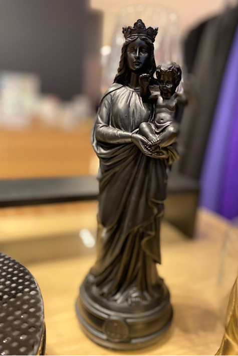 Statuette Vierge Bonne Mère Noir J'AI VU LA VIERGE