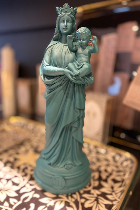 Statuette Vierge Bonne Bleu Polaire J'AI VU LA VIERGE