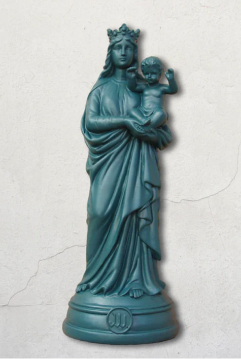 Statuette Vierge Bonne Bleu Polaire J'AI VU LA VIERGE