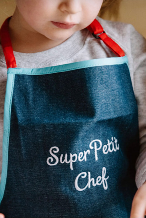 Tablier en denim pour les apprentis cuisiniers/artistes SUPERPETIT