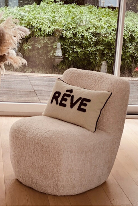 Coussin toile Rêve noir naturel OPJET