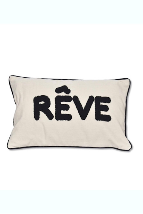 Coussin toile Rêve noir naturel OPJET