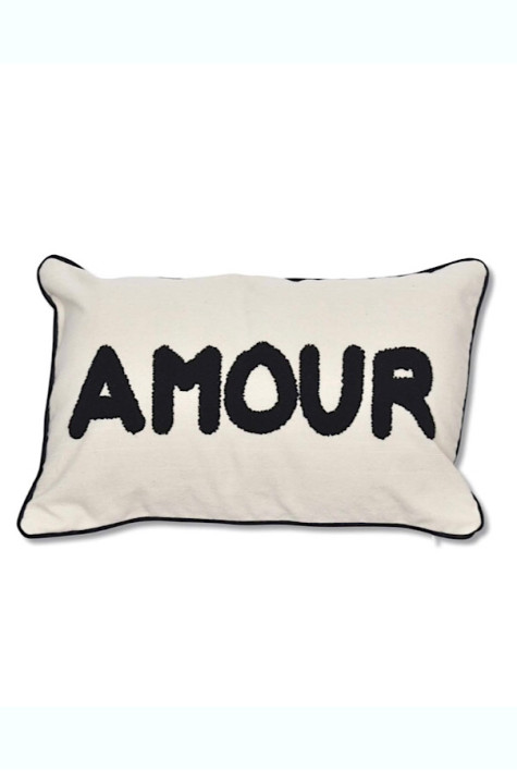 Coussin toile Amour noir naturel OPJET