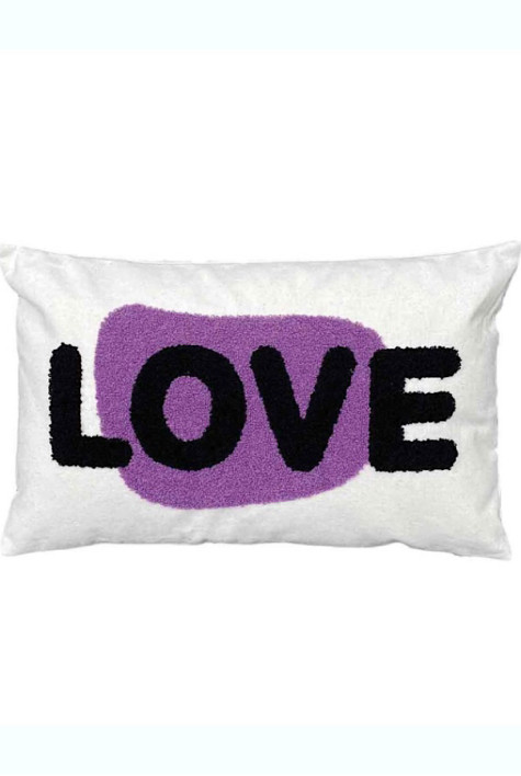 Coussin toile Love violet OPJET