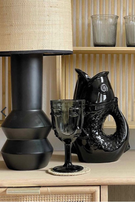 Vase poisson en ceramique noir OPJET