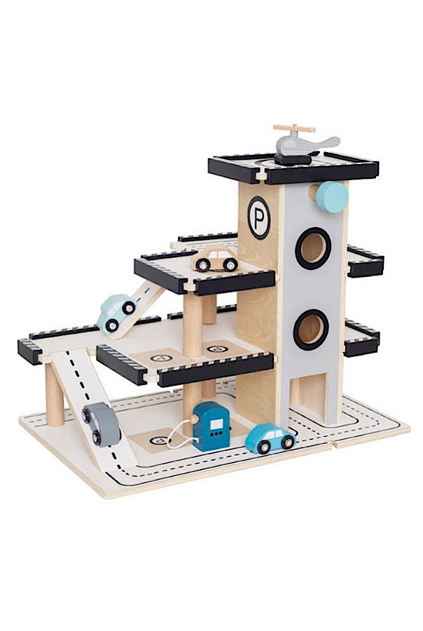 Grue jouet - Garage avec ascenseur - Jouet en bois