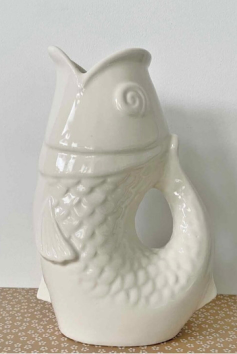 Vase poisson en céramique blanc cassé OPJET