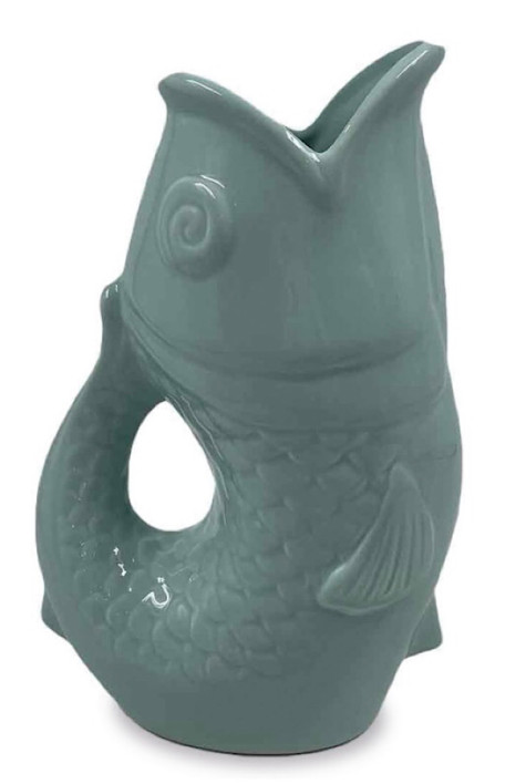 Vase poisson en céramique bleu givré Opjet